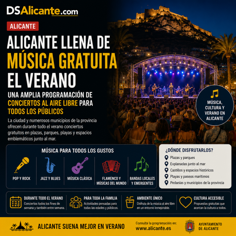 Conciertos gratis en Alicante: la música protagoniza el verano en la ciudad