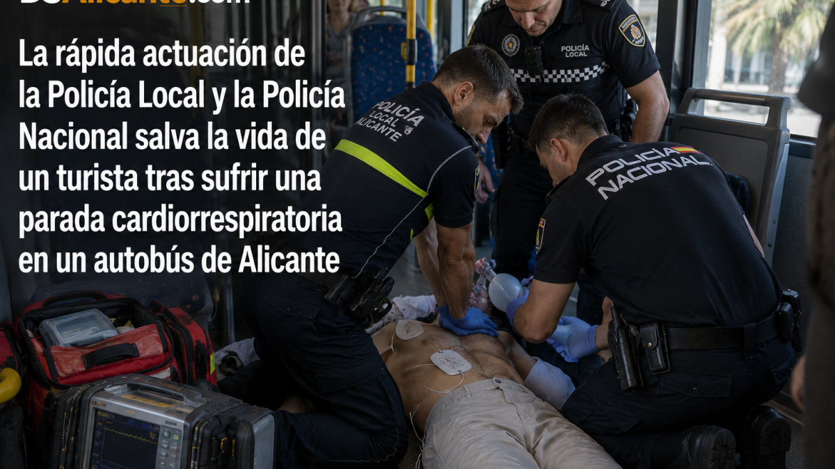 La intervención de dos cuerpos policiales salva la vida de un turista que sufrió una parada cardiaca en un autobús de Alicante