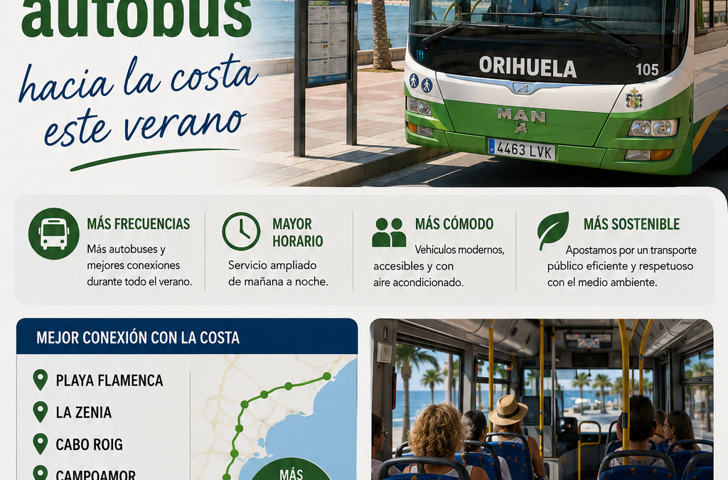 Orihuela mejora el servicio de autobús hacia la costa este verano