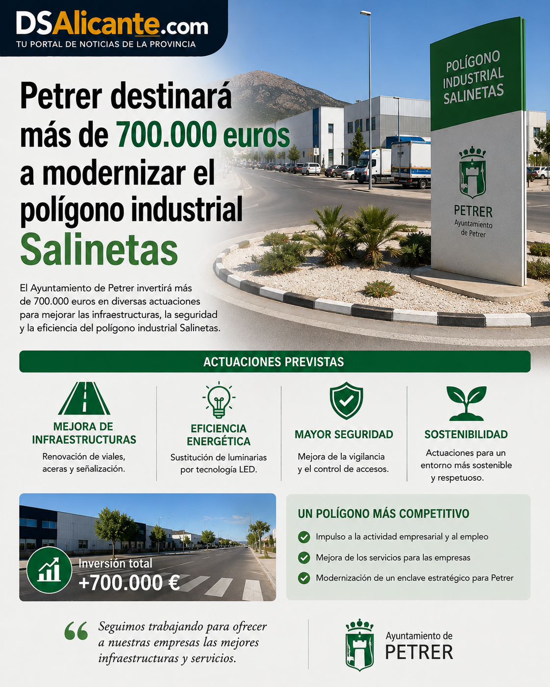 Petrer modernizará el polígono Salinetas con una inversión de más de 700.000 euros