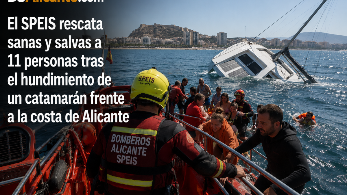 Rescatan a 11 personas tras hundirse un catamarán frente a la costa de Alicante