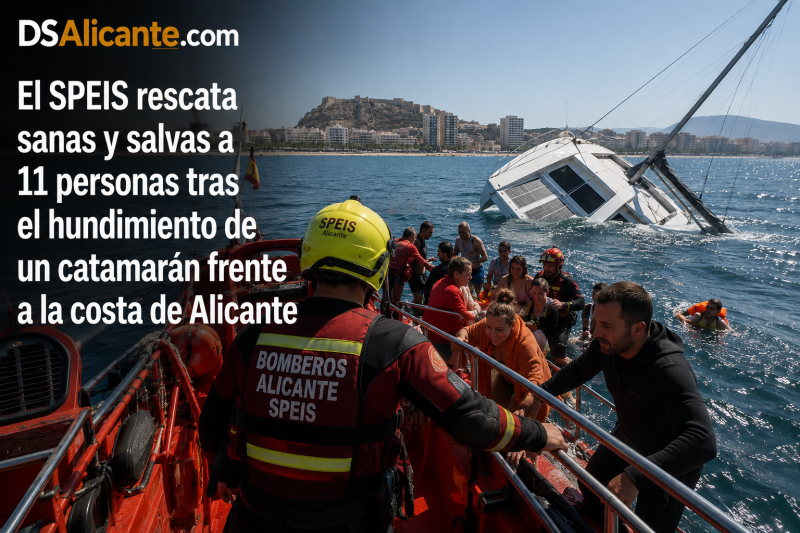 Rescatan a 11 personas tras hundirse un catamarán frente a la costa de Alicante
