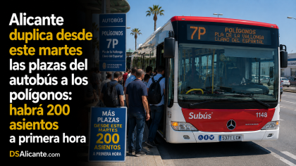 Alicante refuerza el autobús 7P: 200 plazas desde el 1 de septiembre