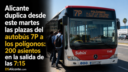 Alicante refuerza el autobús 7P: 200 plazas desde el 1 de septiembre