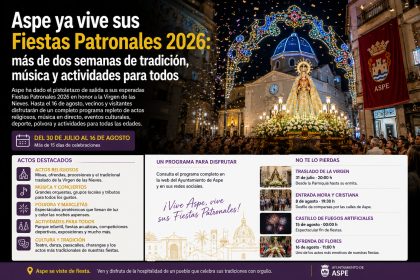 Aspe ya está listo para sus Fiestas Patronales: consulta los actos más esperados de agosto