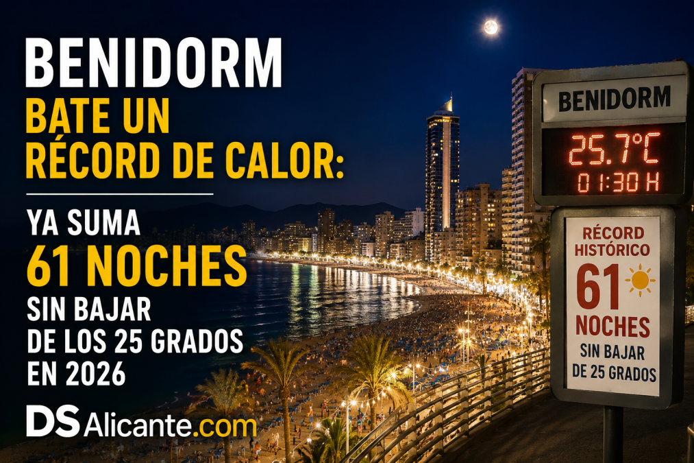 Benidorm acumula ya 61 noches tórridas en 2026, con temperaturas que no bajan de 25 grados. El Mediterráneo cercano a 30 ºC está detrás del fenómeno.