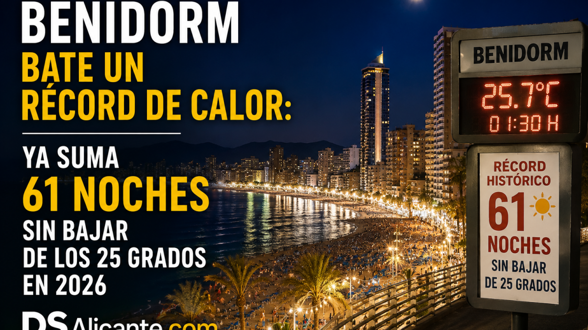 Benidorm acumula ya 61 noches tórridas en 2026, con temperaturas que no bajan de 25 grados. El Mediterráneo cercano a 30 ºC está detrás del fenómeno.