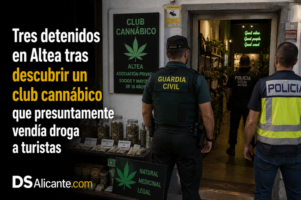 La Policía Nacional detiene a tres hombres en Altea tras intervenir más de cuatro kilos de marihuana y cerca de 1,5 kilos de hachís en un club cannábico.