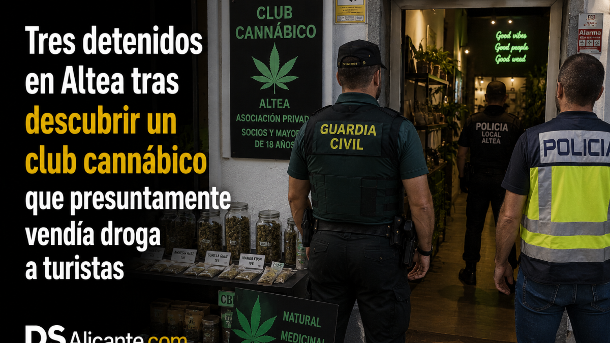 La Policía Nacional detiene a tres hombres en Altea tras intervenir más de cuatro kilos de marihuana y cerca de 1,5 kilos de hachís en un club cannábico.