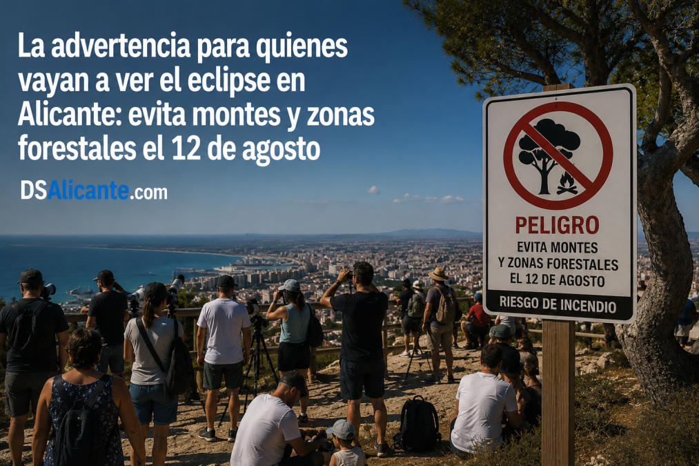 La advertencia para quienes vayan a ver el eclipse en Alicante: evita estos lugares el 12 de agosto