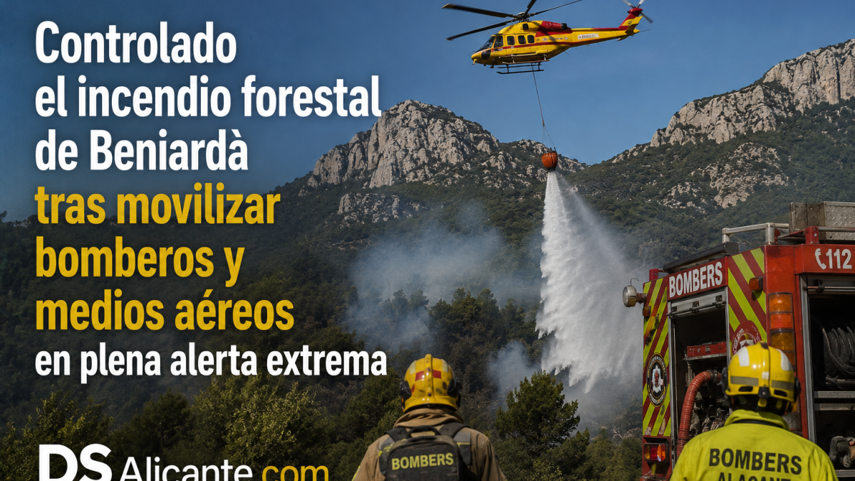 Los bomberos dan por controlado el incendio forestal de Beniardà tras horas de trabajo y la movilización de medios terrestres y aéreos.