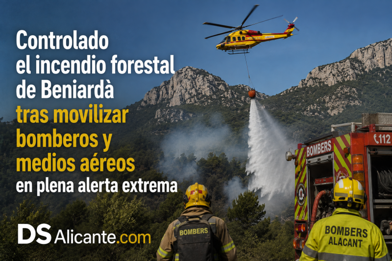 Los bomberos dan por controlado el incendio forestal de Beniardà tras horas de trabajo y la movilización de medios terrestres y aéreos.