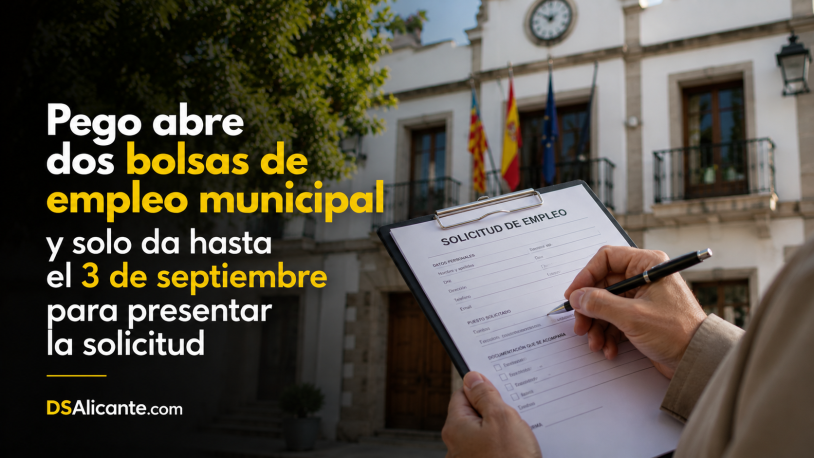 Pego abre dos bolsas de empleo: solicitudes hasta el 3 de septiembre