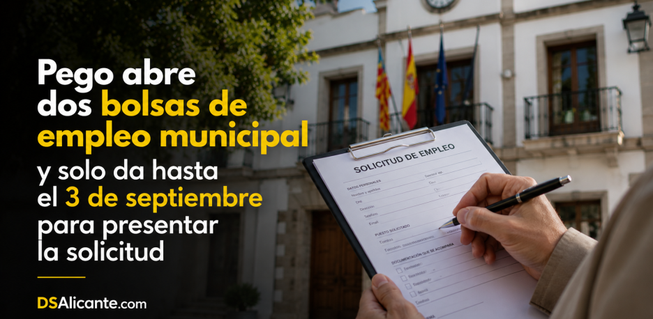 Pego abre dos bolsas de empleo: solicitudes hasta el 3 de septiembre