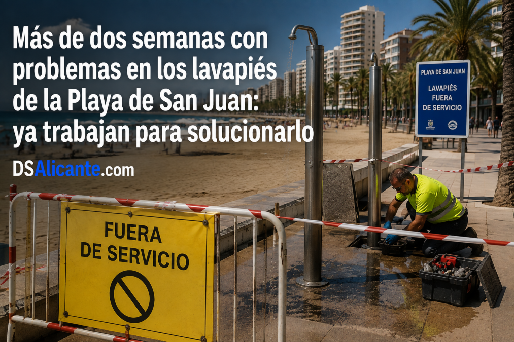 Problemas en los lavapiés de la Playa de San Juan en pleno agosto: ya han comenzado las reparaciones