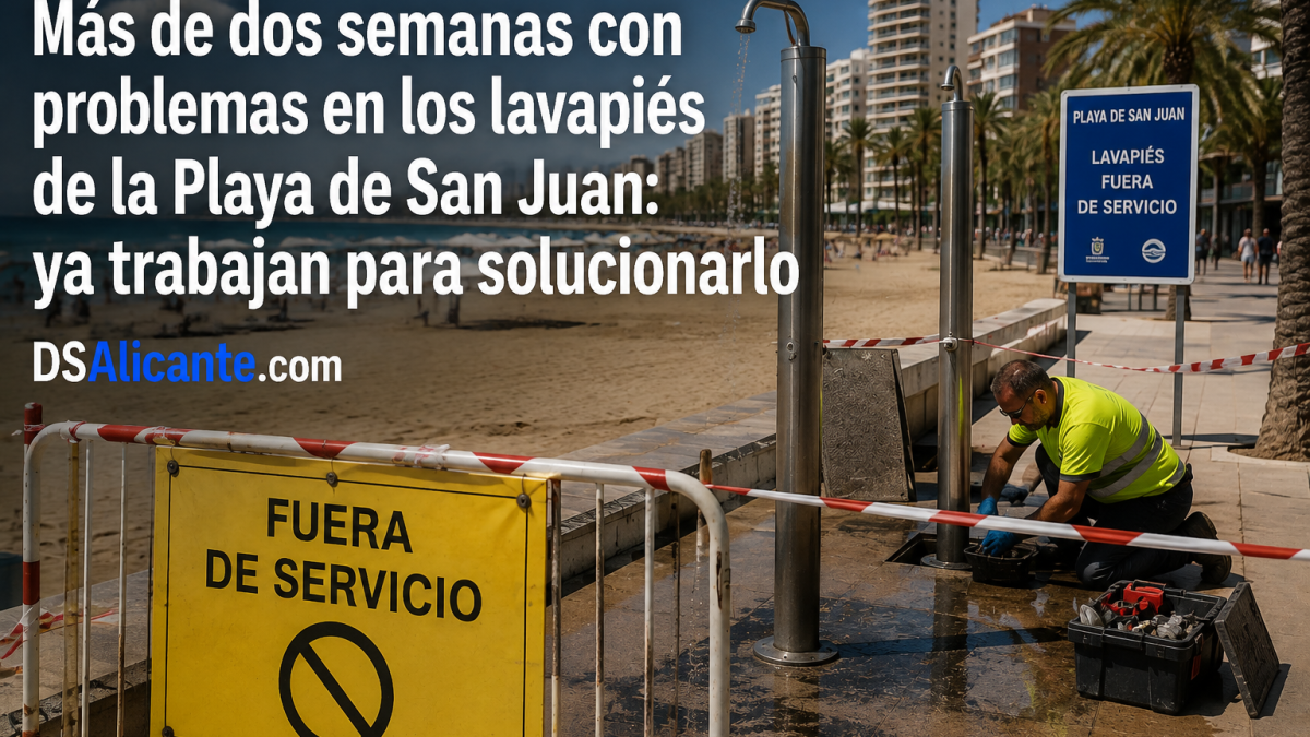 Problemas en los lavapiés de la Playa de San Juan en pleno agosto: ya han comenzado las reparaciones