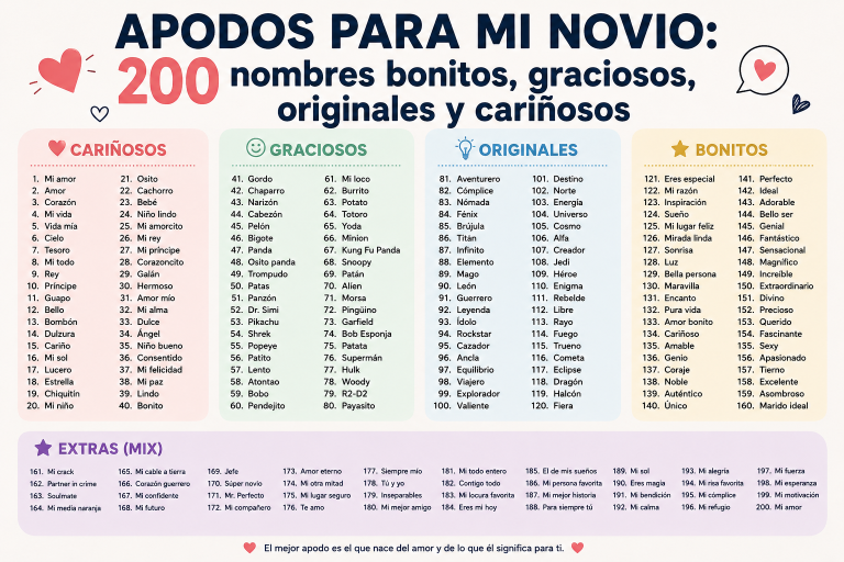 200 apodos para mi novio bonitos, originales y graciosos