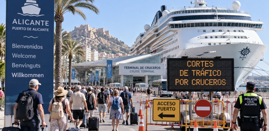 Alicante espera 20.000 cruceristas y cortes de tráfico