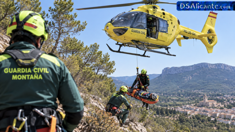 Ciclista cae 20 metros en Banyeres y es rescatado en helicóptero