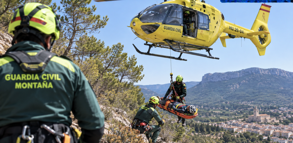 Ciclista cae 20 metros en Banyeres y es rescatado en helicóptero