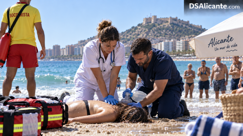 Dos sanitarios reaniman a una mujer en una playa de Alicante