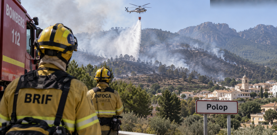 Incendio en Polop: 36 hectáreas quemadas y vecinos desalojados