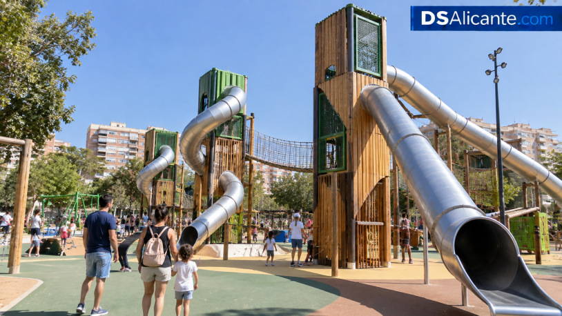 Nuevo parque de Alicante: 20.000 m², nueve toboganes y tirolina