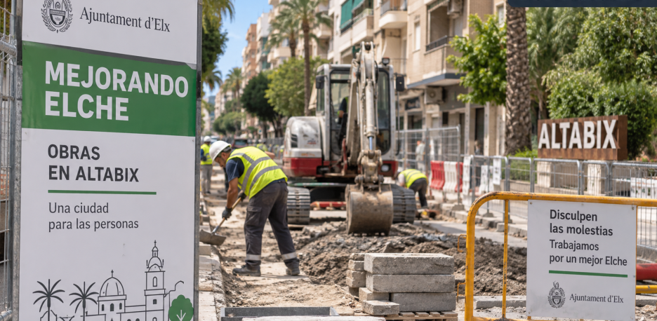 Obras en Altabix: cuatro meses de trabajos en una calle de Elche