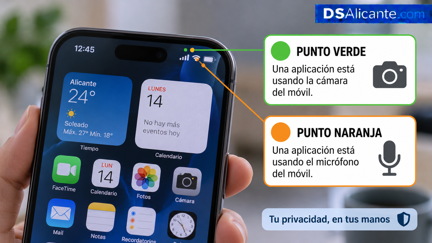 Punto verde o naranja en el móvil: qué significa