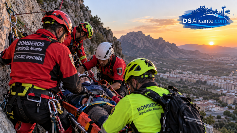 Rescatan a un escalador herido en Peñas del Marín de Elda