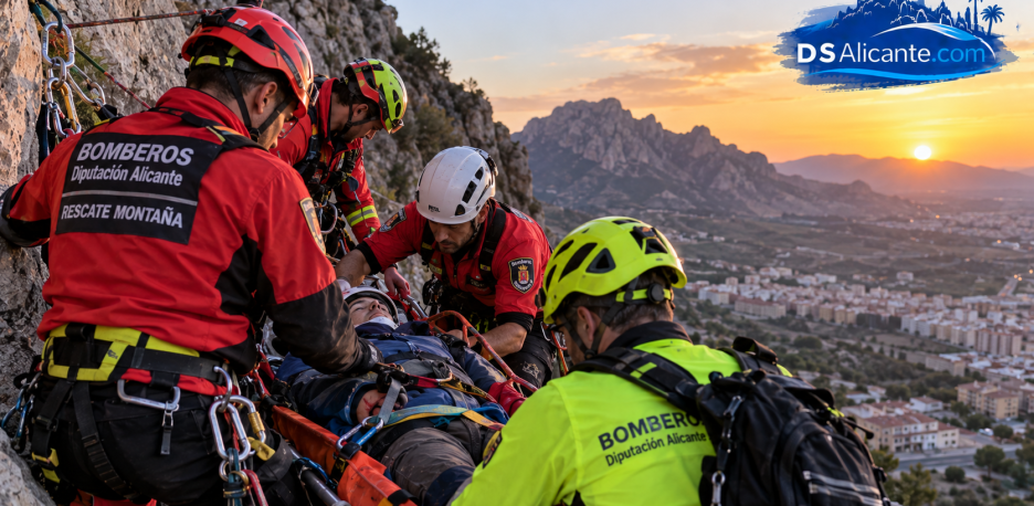 Rescatan a un escalador herido en Peñas del Marín de Elda