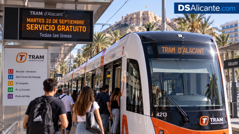 TRAM Alicante gratis el 22 de septiembre: líneas y cómo viajar