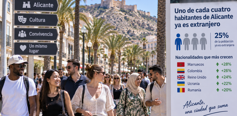 Uno de cada cuatro habitantes de Alicante ya es extranjero