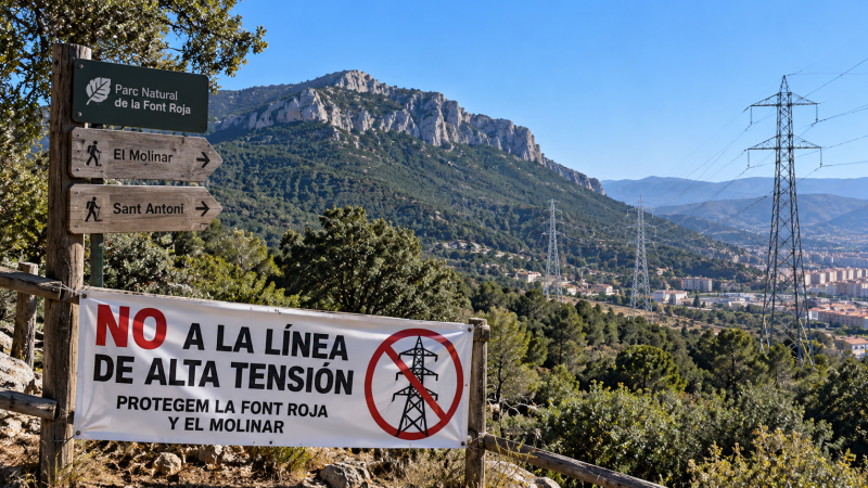 Alcoy frena una línea eléctrica por la Font Roja
