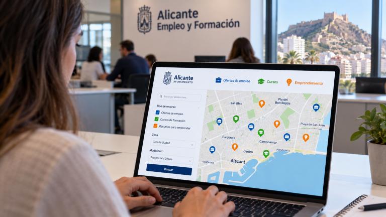 Alicante estrena un mapa con ofertas de empleo, cursos y ayudas para emprender