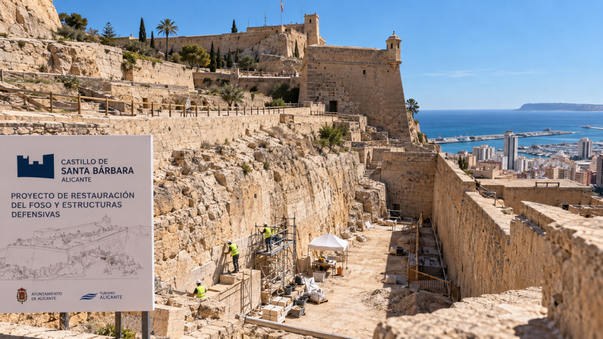 Alicante licita la restauración del foso del Castillo de Santa Bárbara