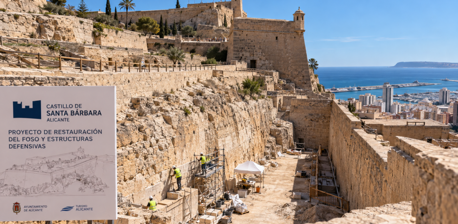 Alicante licita la restauración del foso del Castillo de Santa Bárbara