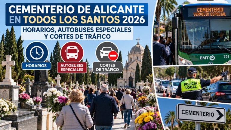 Cementerio Alicante 2026: horarios, buses y cortes