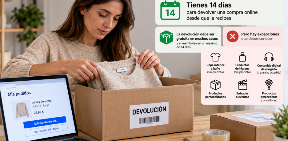 Cómo devolver una compra online: plazo de 14 días y excepciones