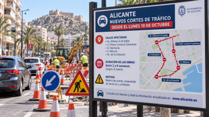 Cortes de tráfico en Alicante desde el 19 de octubre: calles y fechas