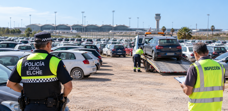 Elche clausura una campa con más de 300 coches cerca del aeropuerto