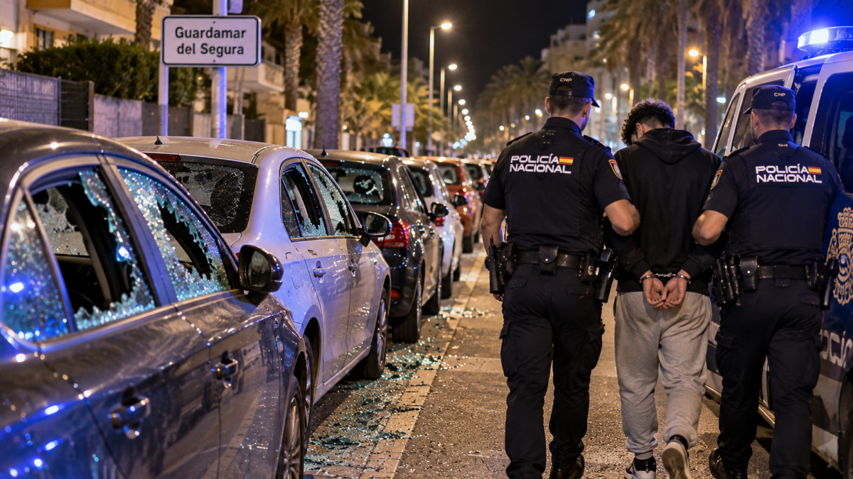 Guardamar: detenido por 39 robos en coches en una sola noche