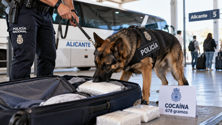 Kata encuentra 678 gramos de cocaína en un autobús de Alicante