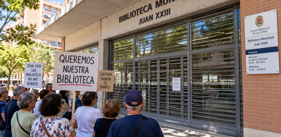 La biblioteca de Juan XXIII sigue cerrada y los vecinos protestarán