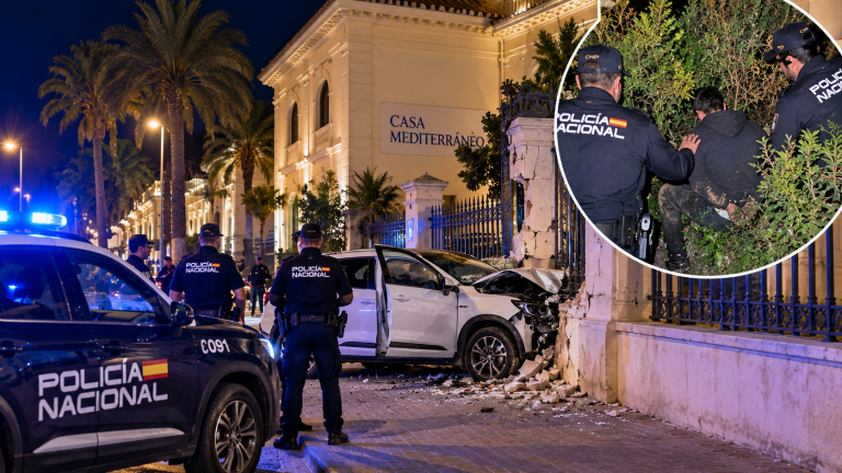 Persecución en Alicante: choca contra Casa Mediterráneo