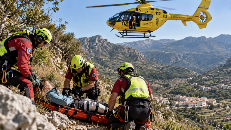 Rescatan en helicóptero a una senderista herida en la Vall de Gallinera