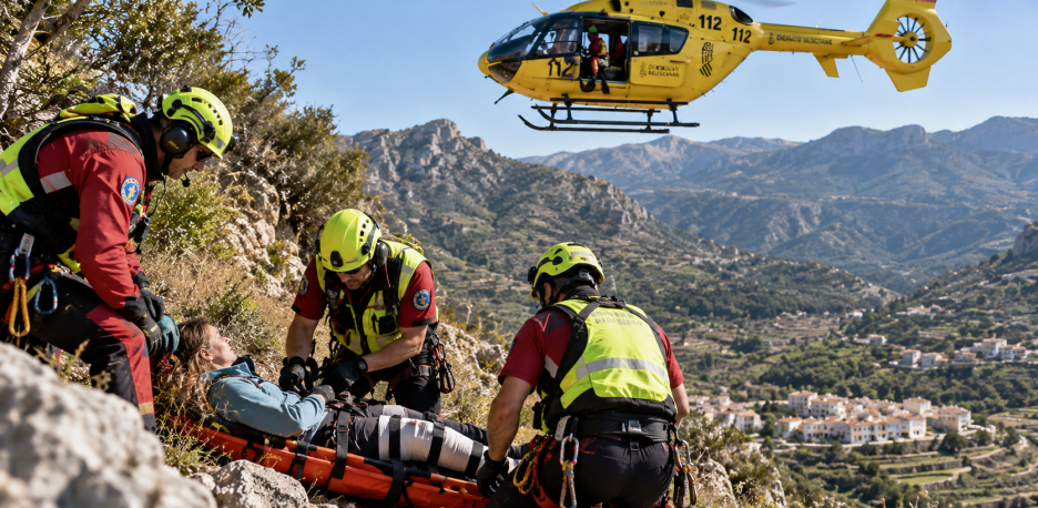 Rescatan en helicóptero a una senderista herida en la Vall de Gallinera