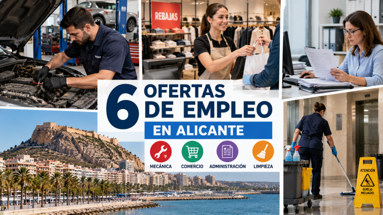 Seis ofertas de empleo en Alicante para mecánica comercio administración y limpieza