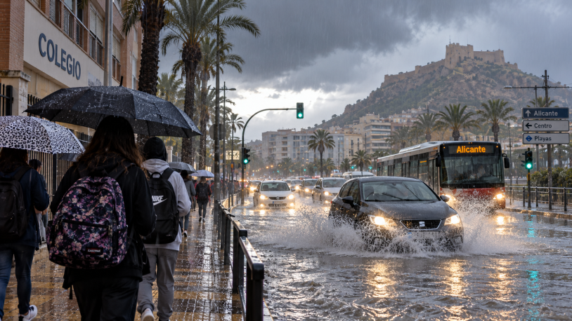 Tormenta en Alicante: casi 30 litros en una hora y 22.890 alumnos sin clase
