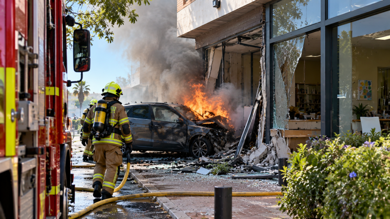 Un coche choca y arde en Sant Joan: dos positivos en alcohol